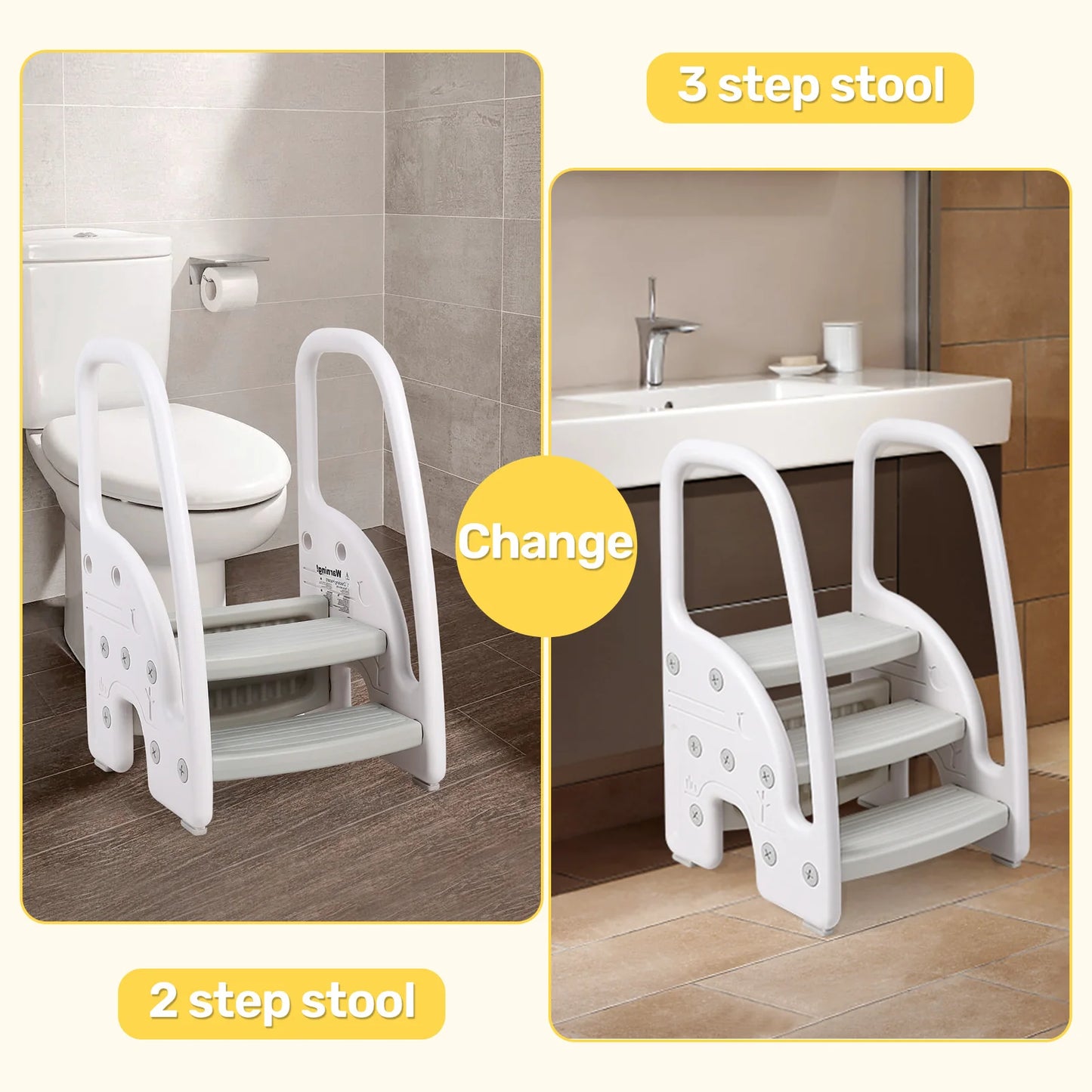 Hign-concerned Dual Tier Toddler Step Stool With Handles