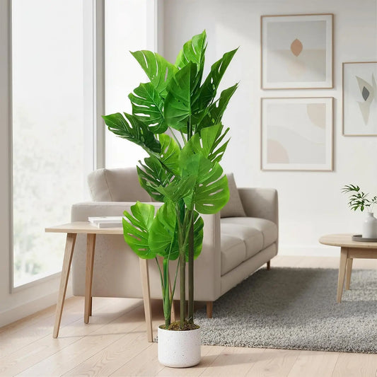 HiMISSCN Monstera Deliciosa Artificial Plant In Pot
