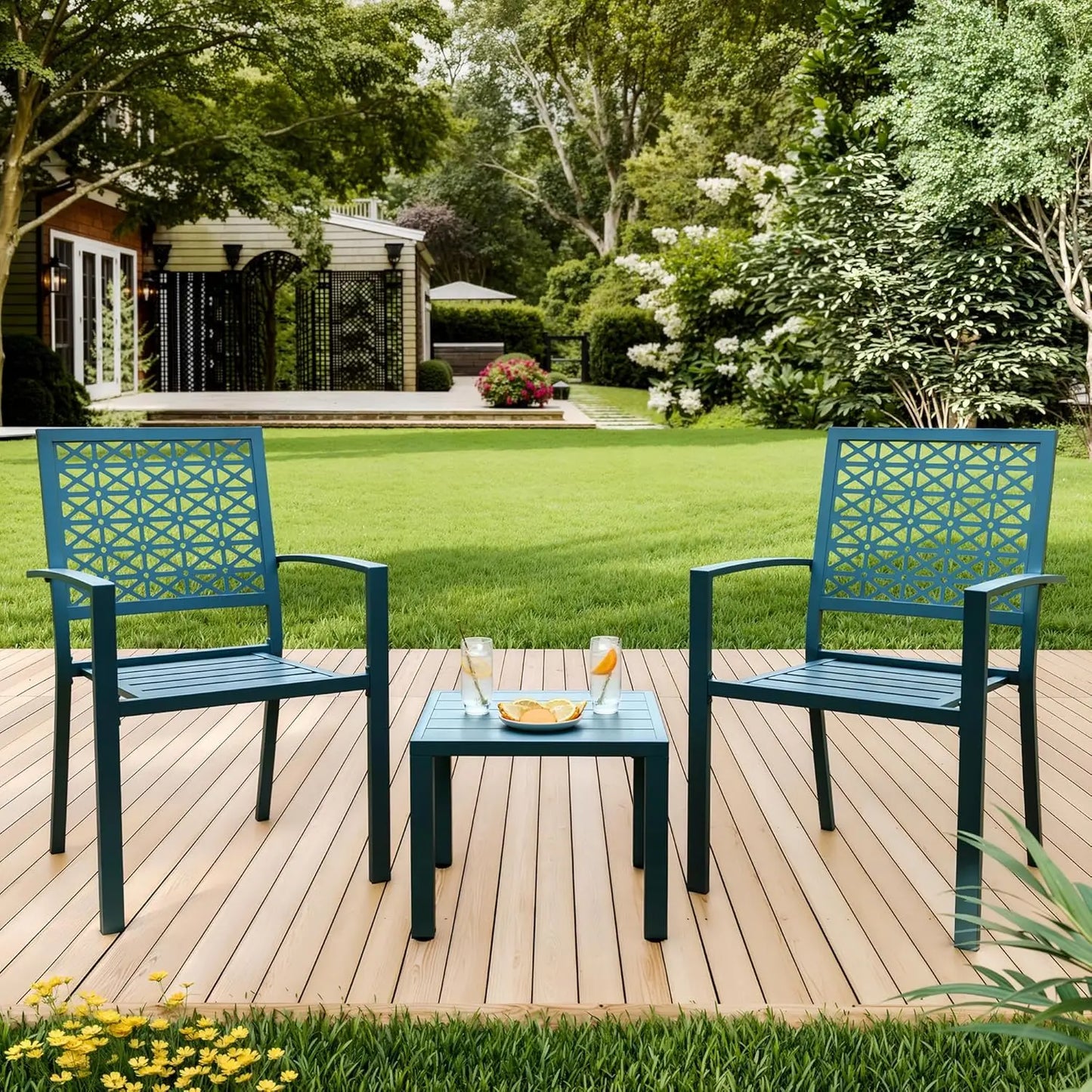 TWISTER.CK 3 Piece Patio Bistro Set Outdoor Table and Chairs