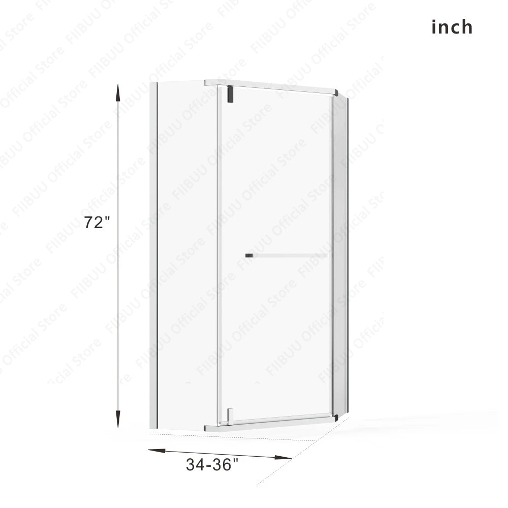 FIIBUU Neo Angle Frameless Shower Door Glass Enclosure