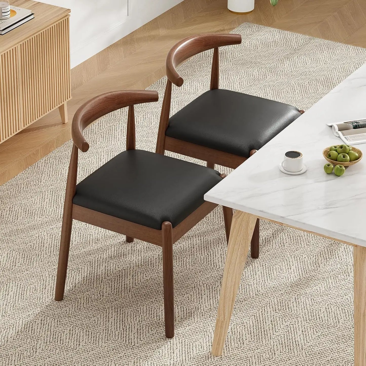 Farini Mid Century Modern Dining Chairs With Wood Legs