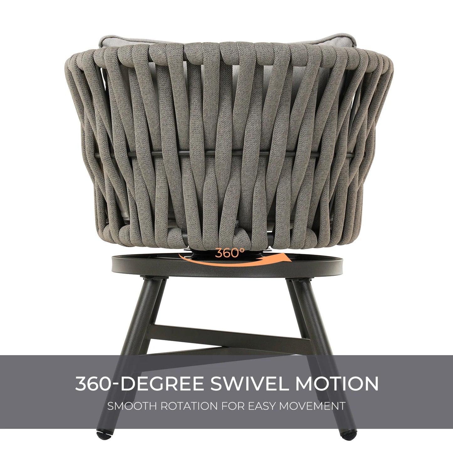Grand Patio Swivel Rope Wicker Chairs Set with Cushions