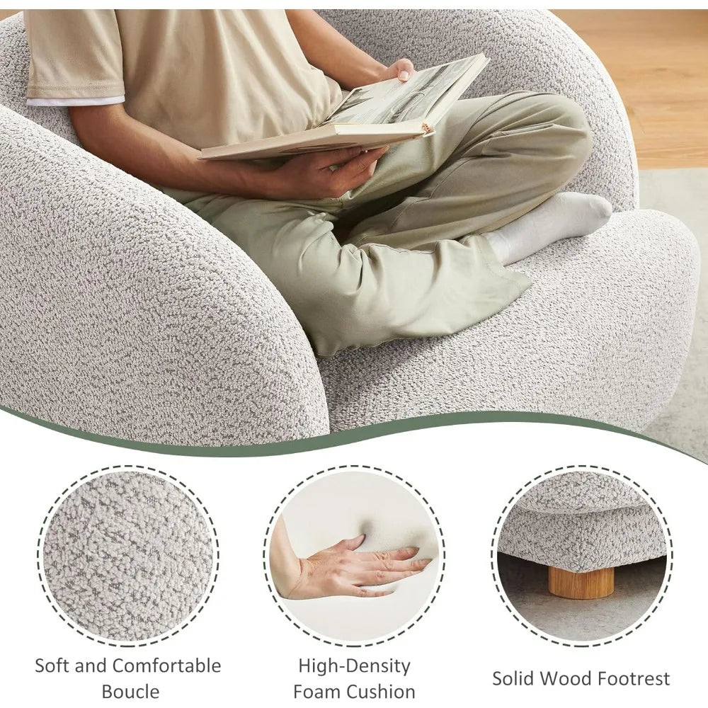 HUANZHUANG Modern Upholstered Living Room Chair With Wood Legs For Home Comfort And Style