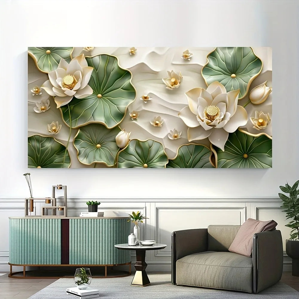 Hign-concerned Modern Abstract Lotus Leaf Canvas Wall Art