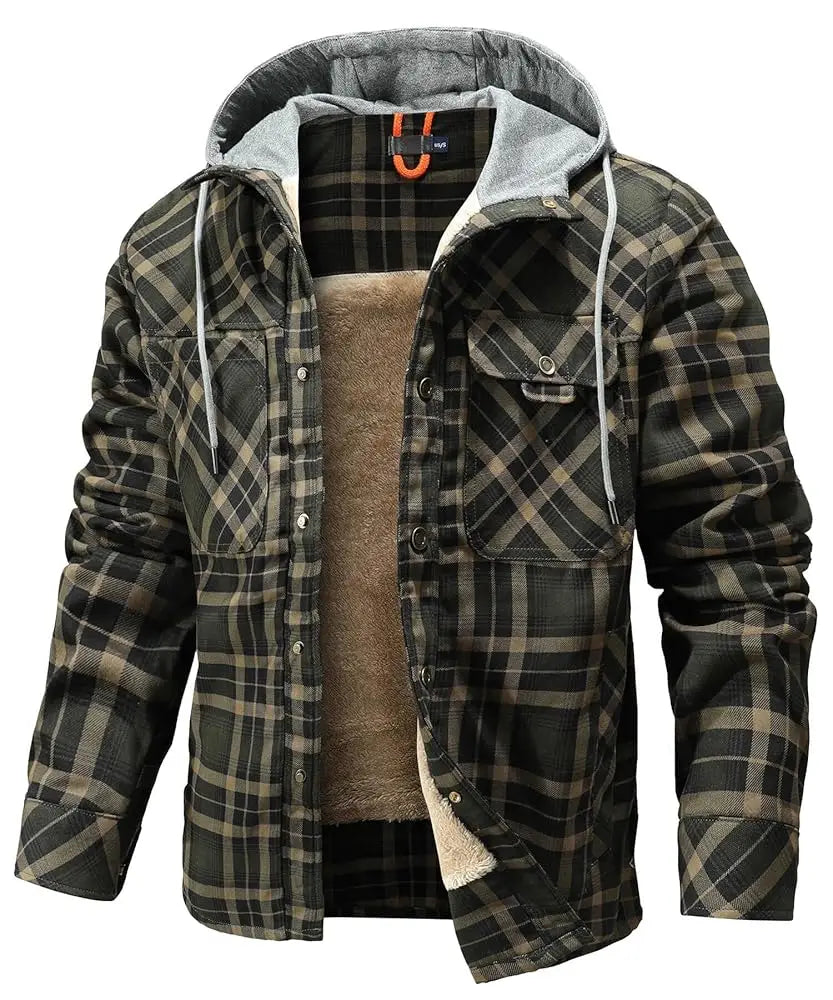 Fujian Men's Hooded Winter Jacket Sherpa Lined