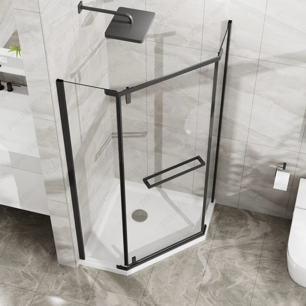 FIIBUU Neo Angle Frameless Shower Door Glass Enclosure