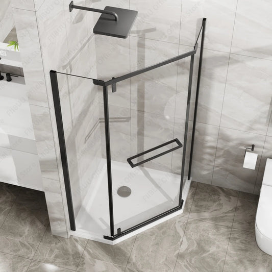 FIIBUU Neo Angle Frameless Shower Door Glass Enclosure