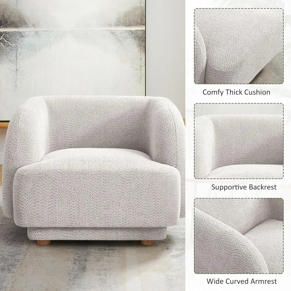 HUANZHUANG Modern Upholstered Living Room Chair With Wood Legs For Home Comfort And Style