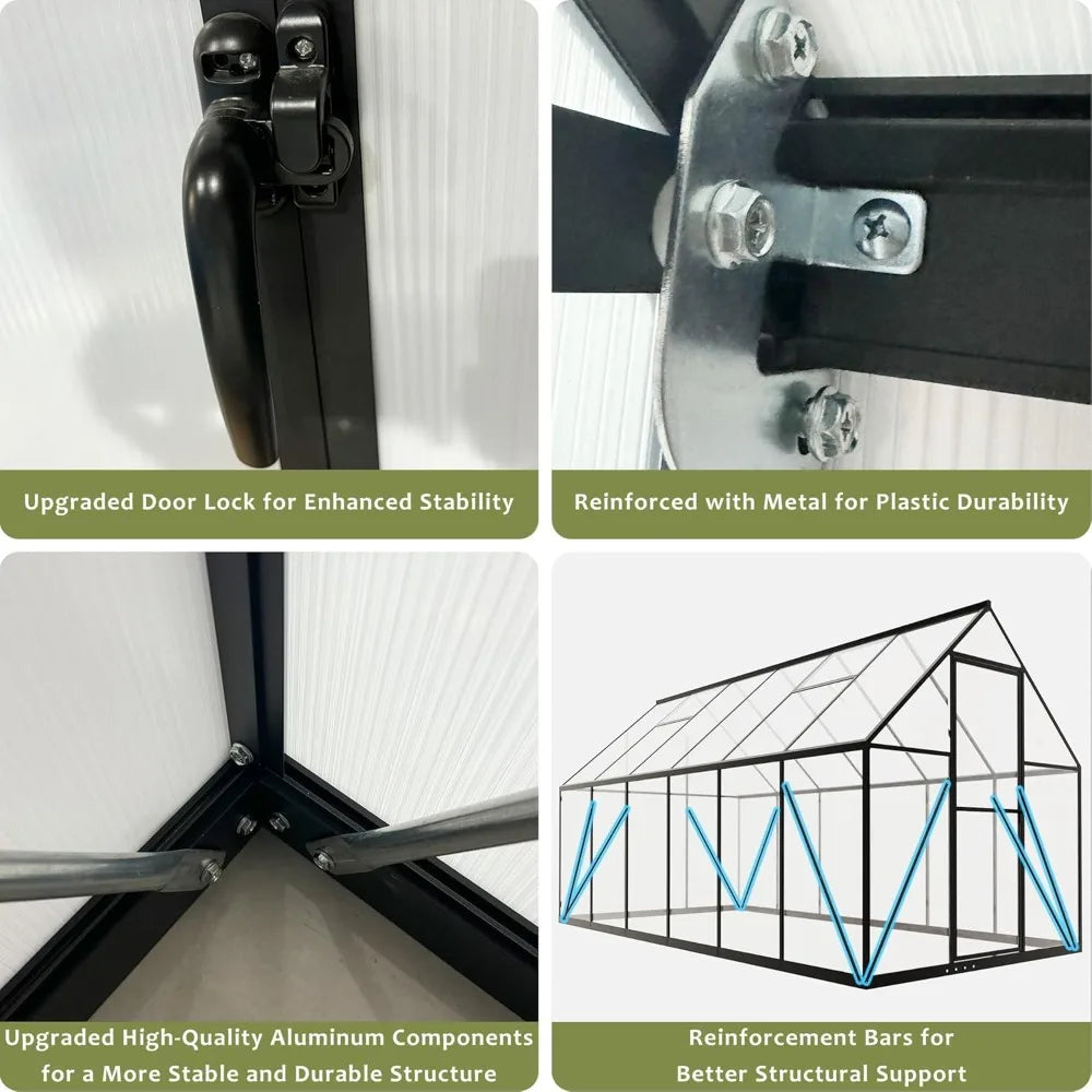 Heavy Duty Polycarbonate Greenhouse With Roof Vent Outdoor