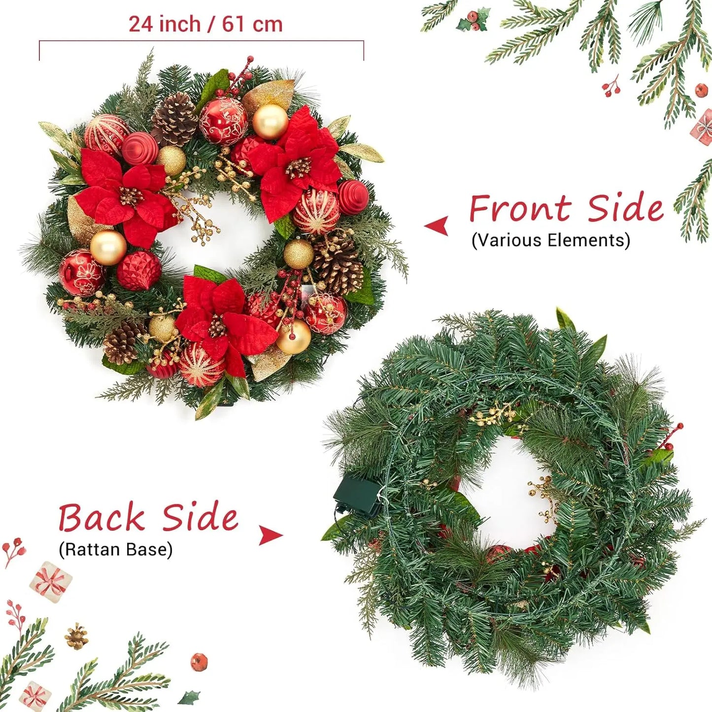 Guangdong Christmas Wreath With LED Lights For Outdoor Door
