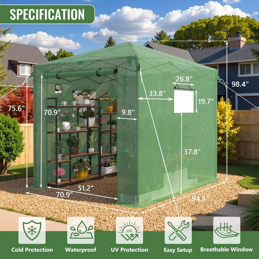 Portable Walk In Greenhouse With Roll Up Door