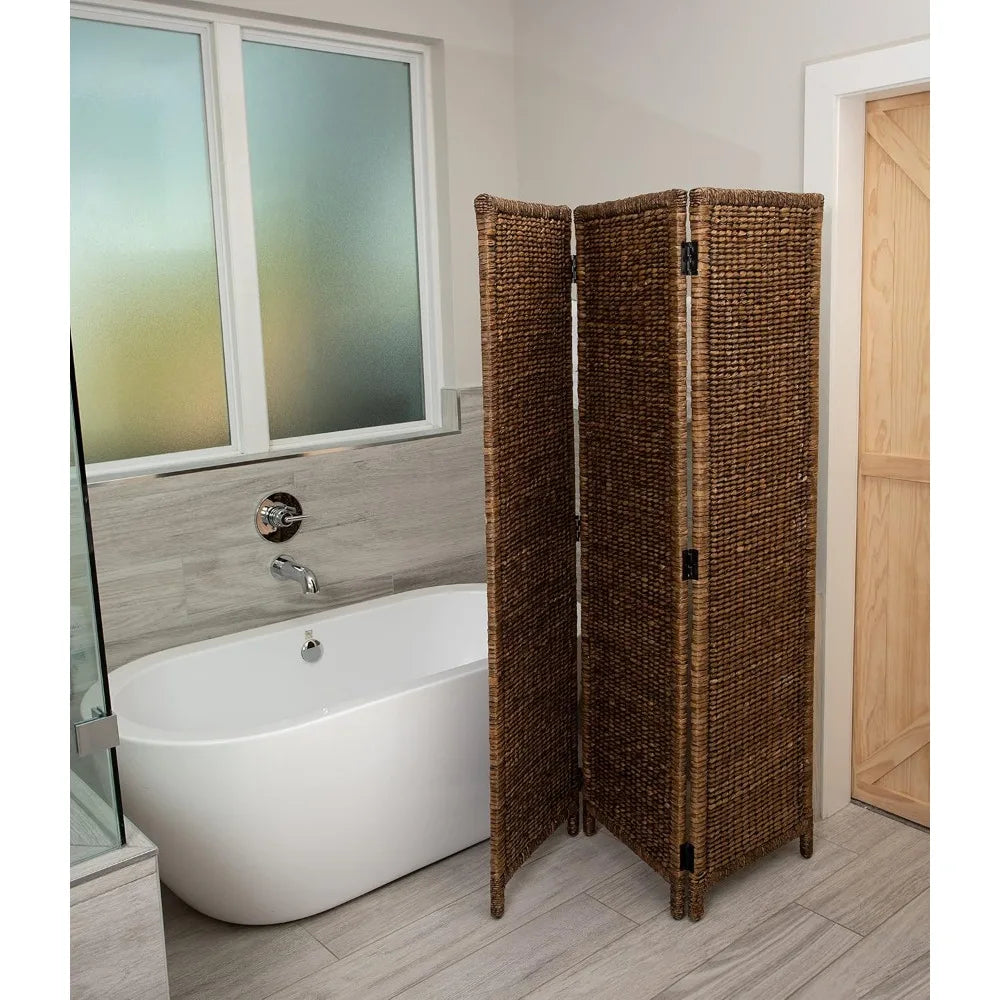Seagrass 3 Panel Divider Handwoven Abaca Privacy Screen