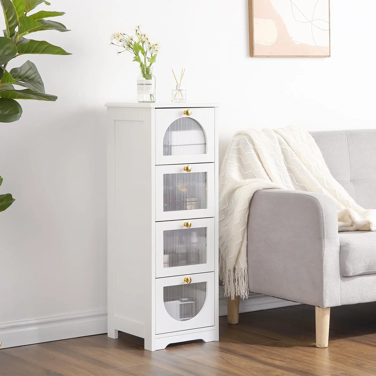 Studyset Freestanding Bathroom Cabinet With 4 Drawers