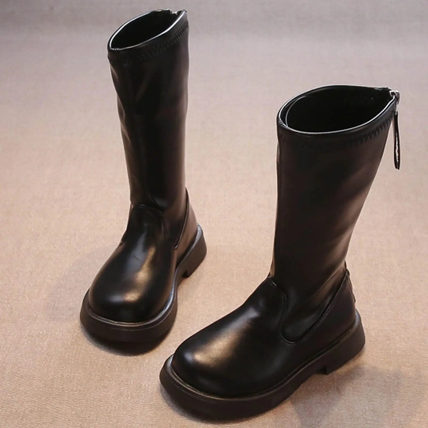 Kids Zip Up Riding Boots For Girls, Tall Shaft, Casual Footwear
