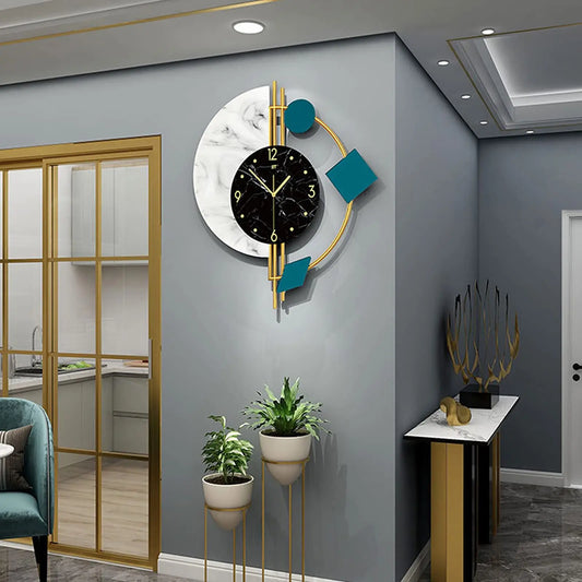 Marble Wall Clock Nordic Style Silent Battery Operated Living Room