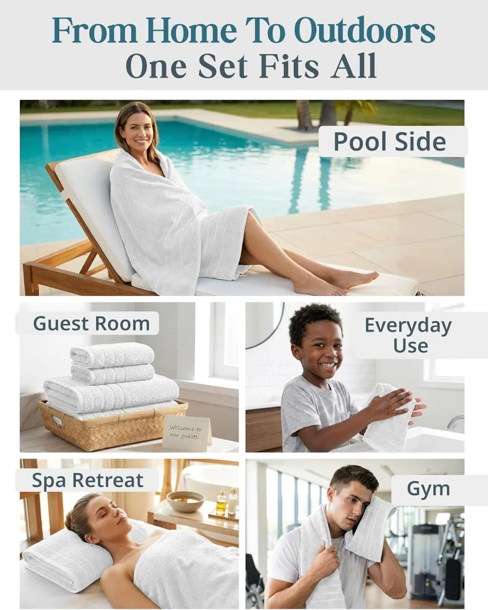 24-Piece Cotton Towel Set Soft And Absorbent Bath Towels