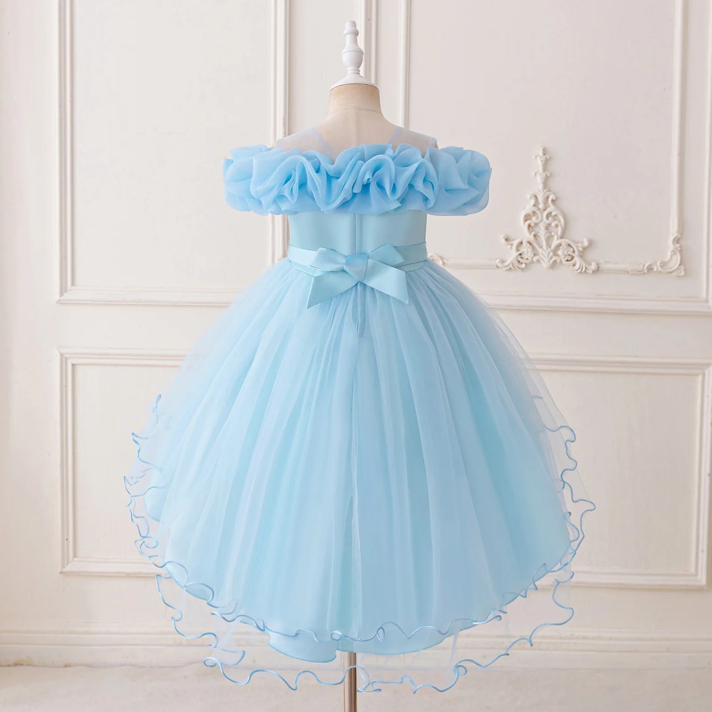 Toddler Girls Floral Print Sleeveless Tulle Dress With Ruffles