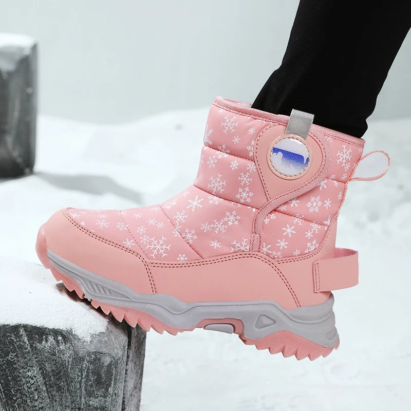 Unisex Kids Winter Boots Snow Leather Fashion Shoes