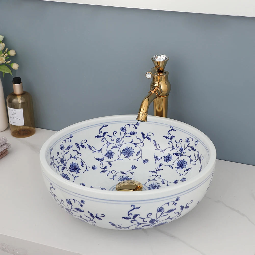 Torayvino ZAPPO Ceramic Round Basin Sink and Faucet Combo