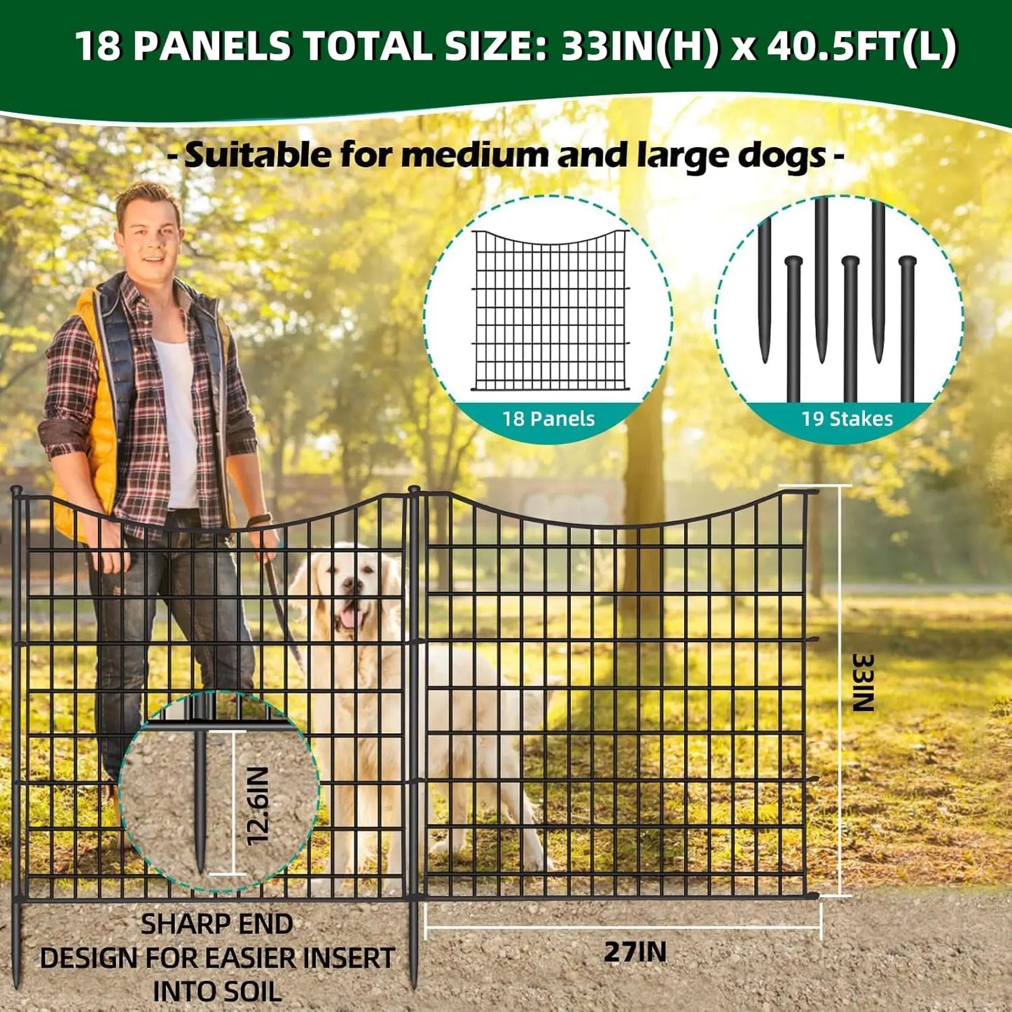 No Dig Decorative Fence Gate Garden Animal Barrier Rustproof Wire
