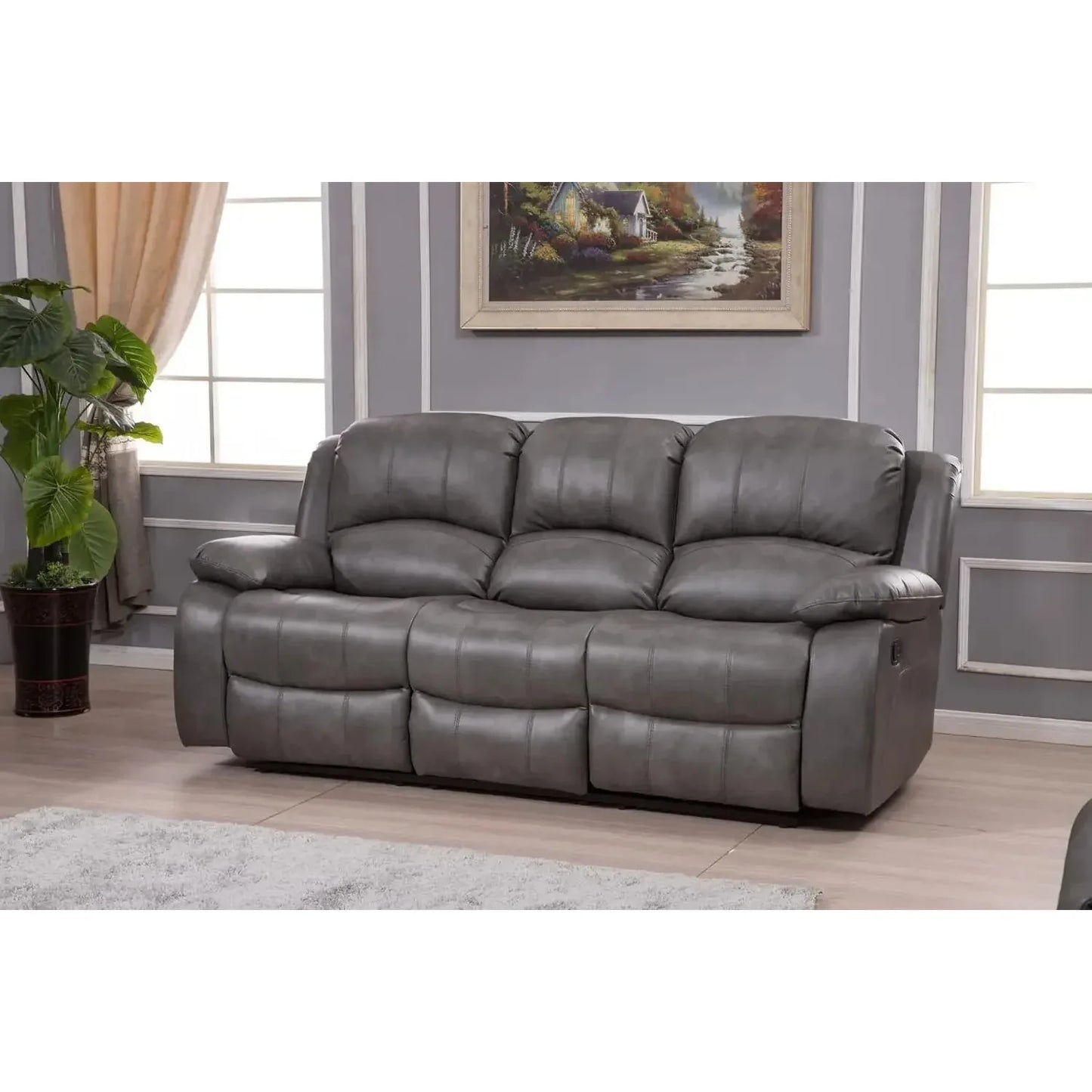 Leather Air Reclining Sofa Loveseat Set For Living Room Furniture