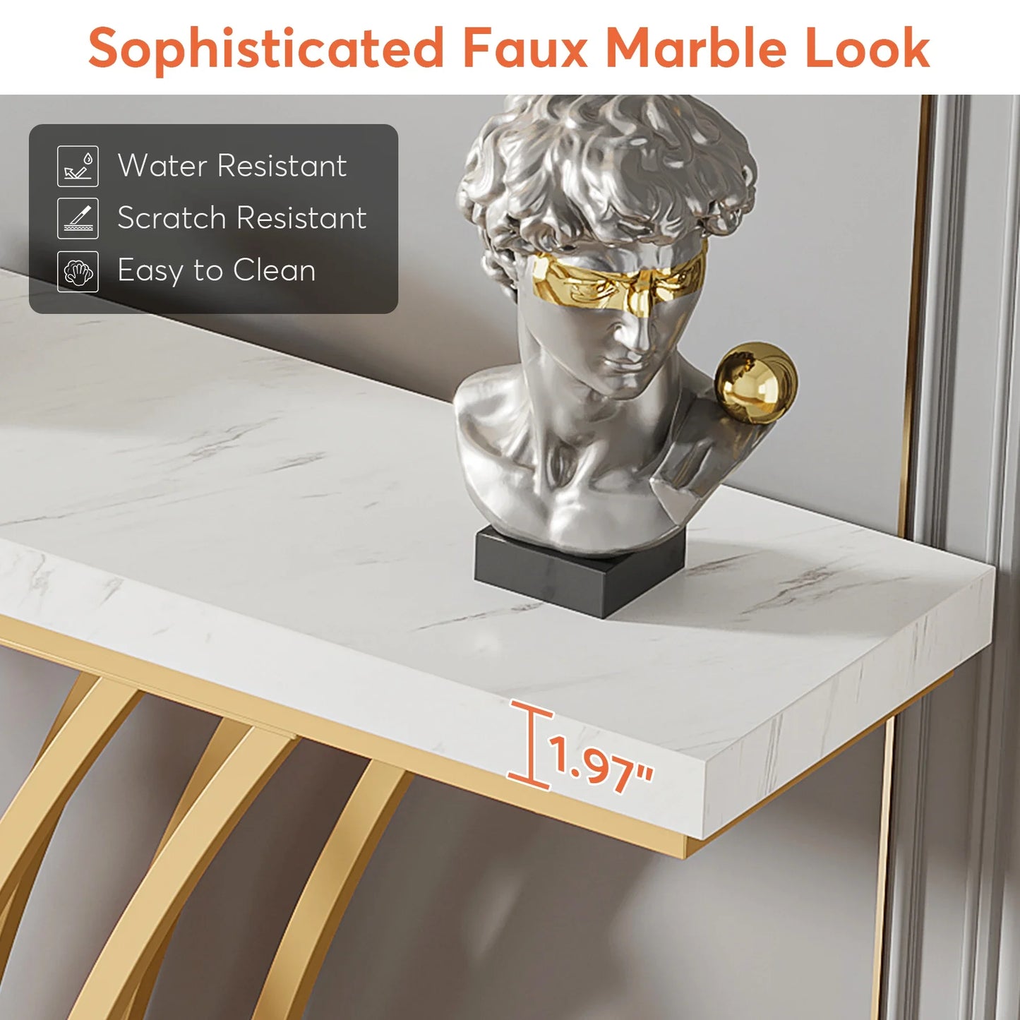 Tribesigns Modern Gold Console Table With Grid Base For Entryway