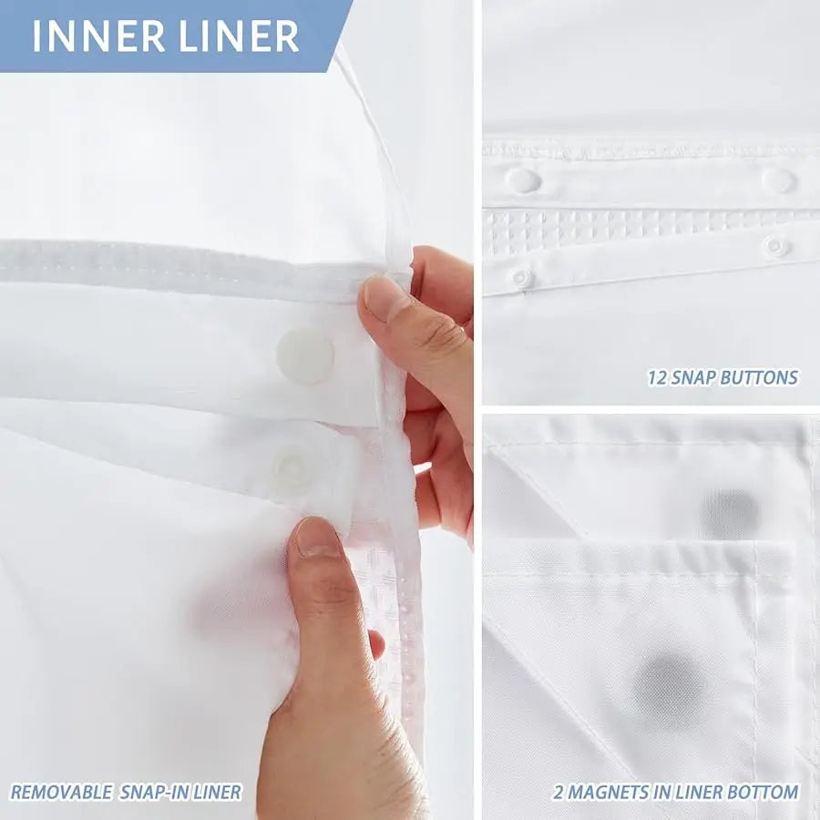 Guangdong Waffle Weave No Hook Shower Curtain Set With Liner