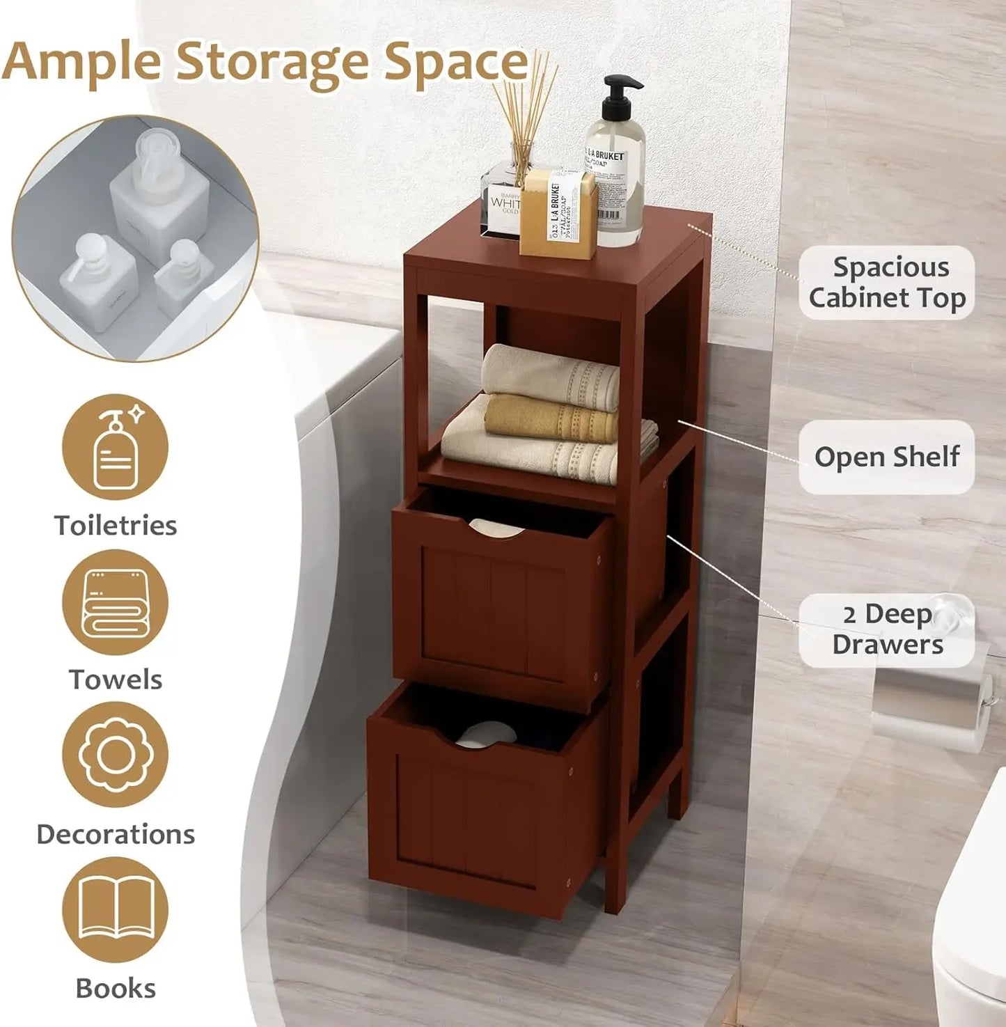 Small Bathroom Storage Cabinet With Detachable Drawers