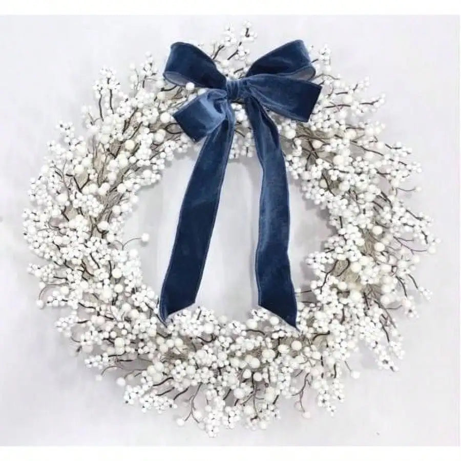 White Berry Christmas Wreath Artificial Greenery For Front Door