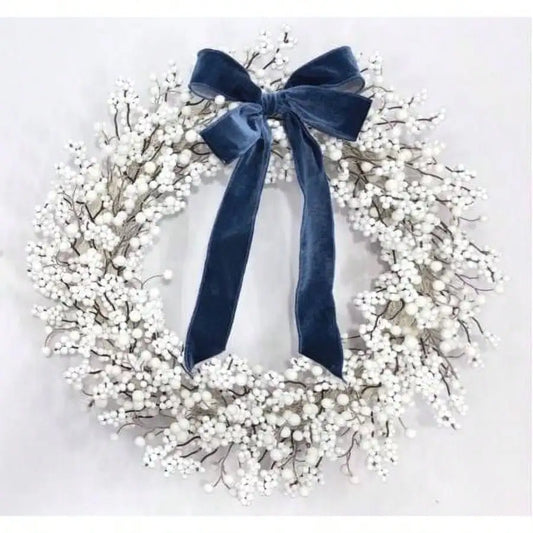 White Berry Christmas Wreath Artificial Greenery For Front Door
