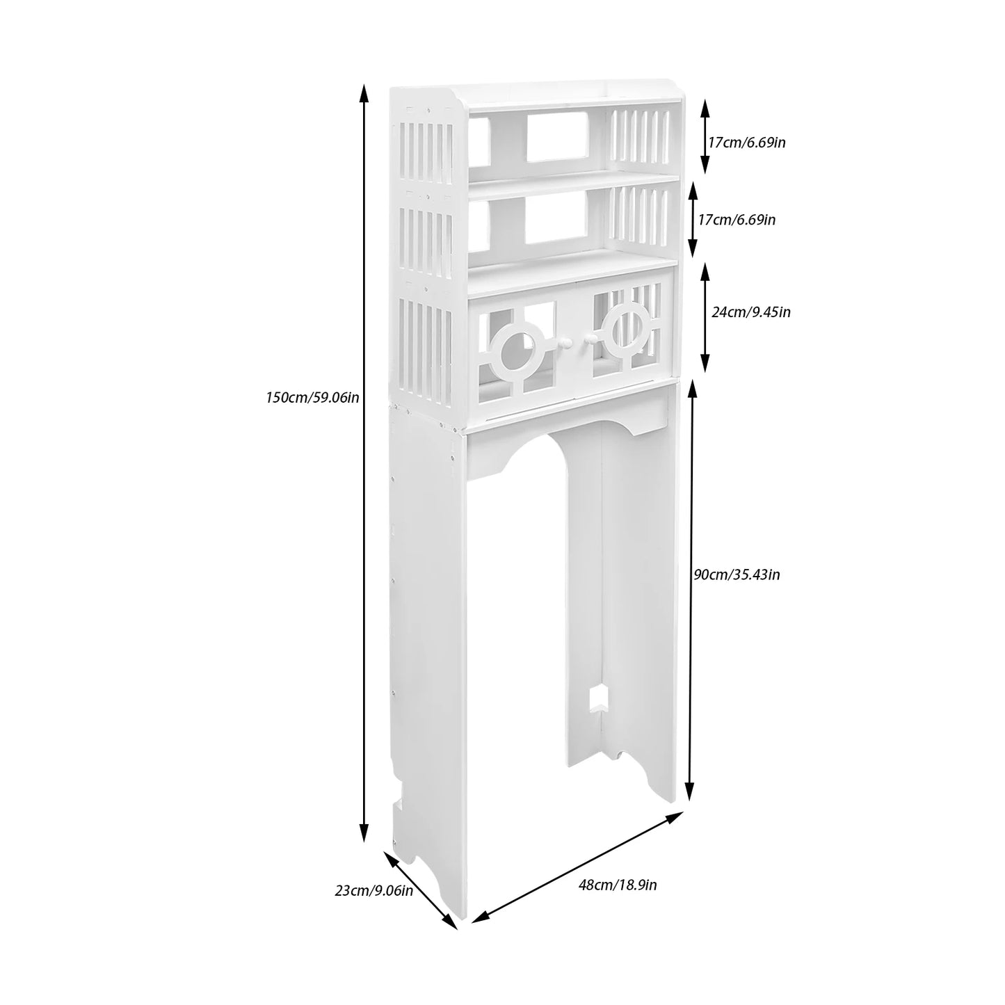 Over The Toilet Four Tier Bathroom Storage Cabinet