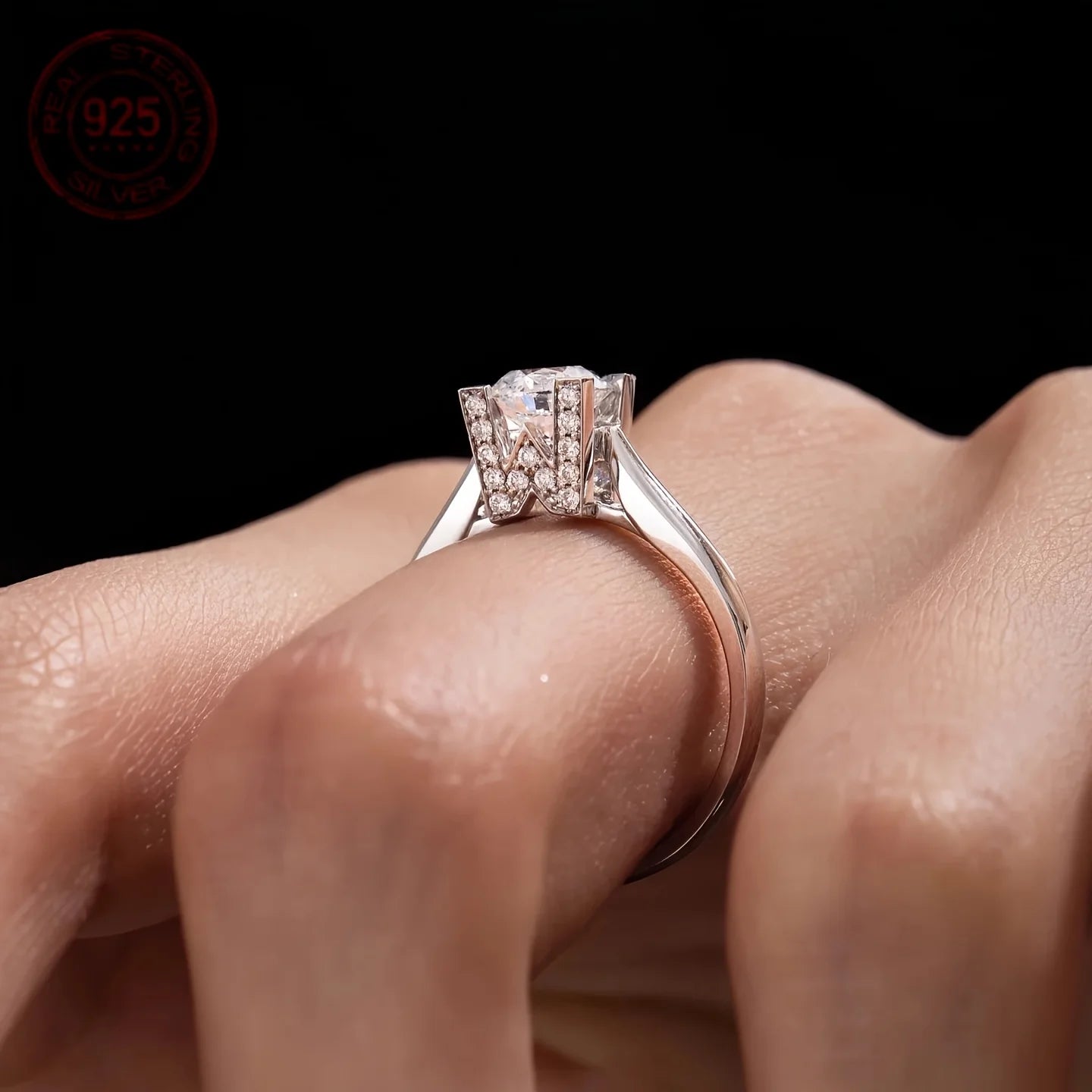 WPOOCC Zircon Ring 925 Silver Radiant Cut Engagement Jewelry