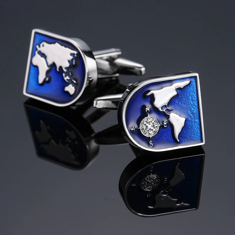Classic Round Cufflinks For French Shirt Rudder Star Pattern