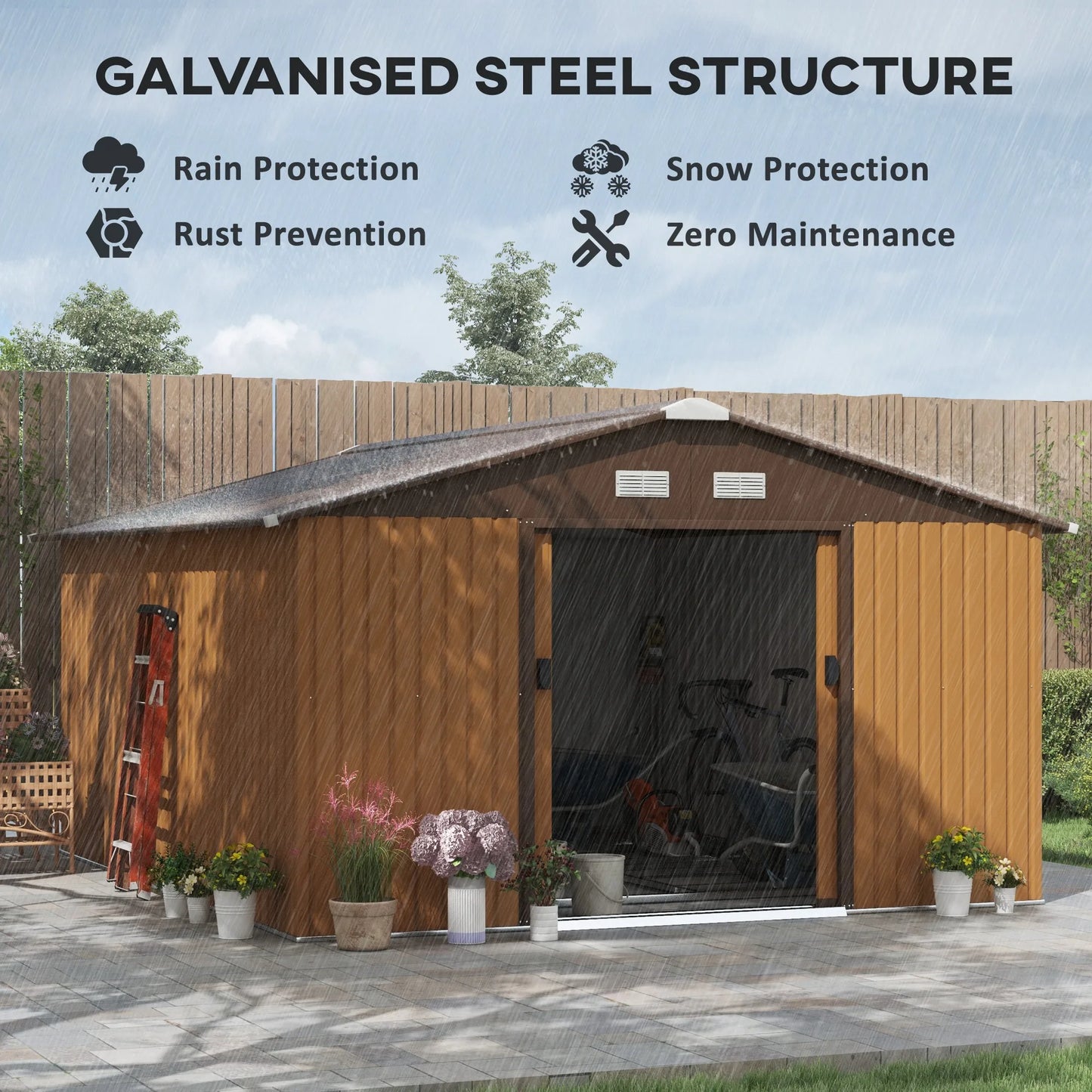 Outsunny Steel Outdoor Storage Shed For Backyard Garden