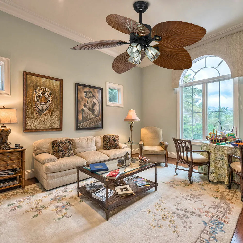 Bymaocar Remote Control Ceiling Fan With LED Light 6 Speed Quiet Motor Energy Saving Flush Mount For Living Room