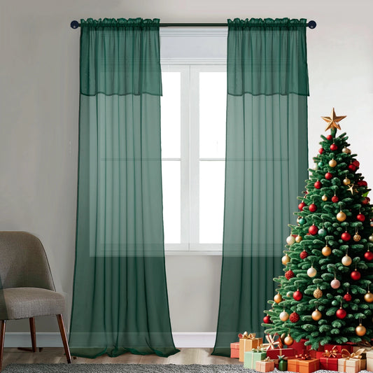 Jiangsu Craft Of Weaving Tulle Sheer Voile Curtain Set