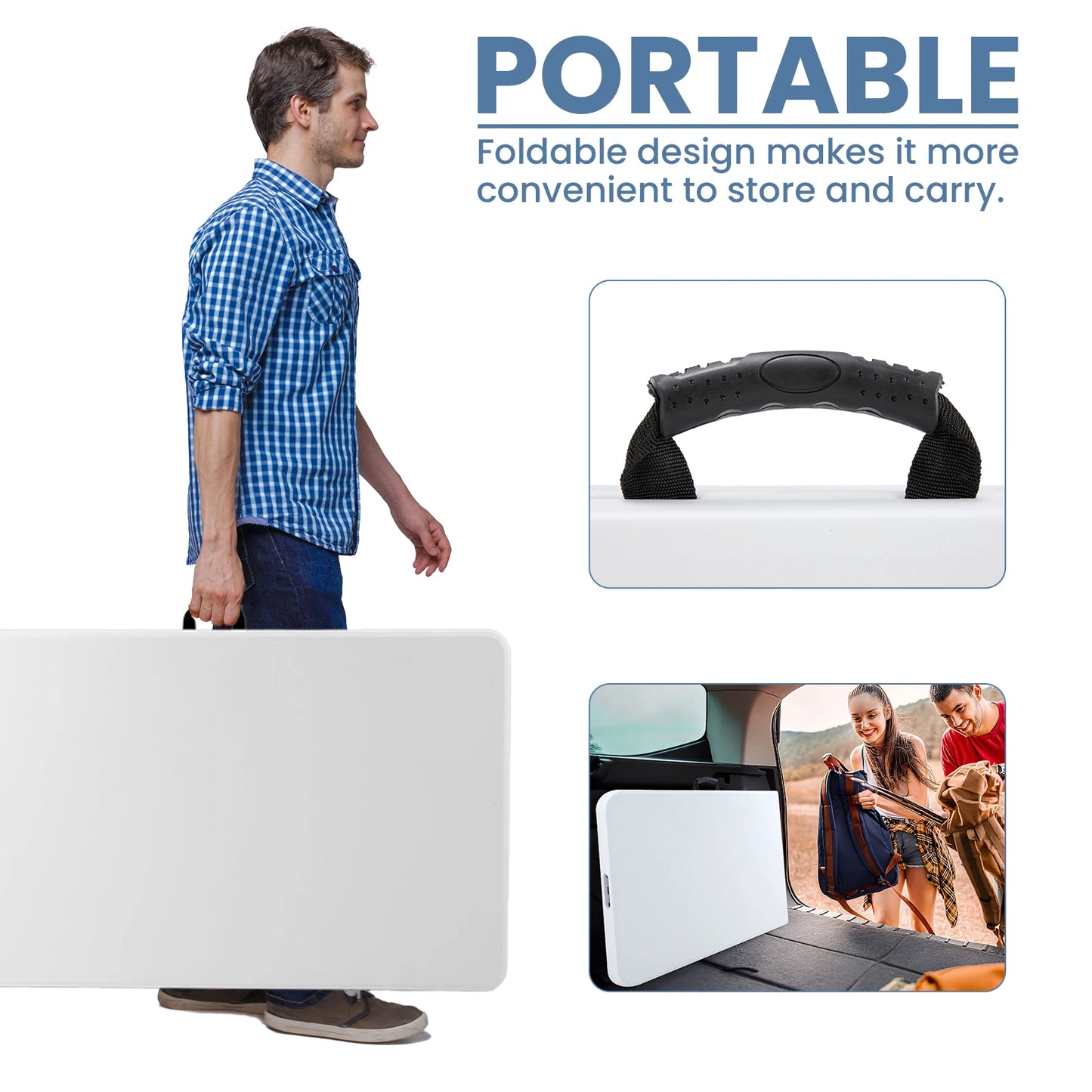JHK Portable Folding Table With Carry Handle For Camping