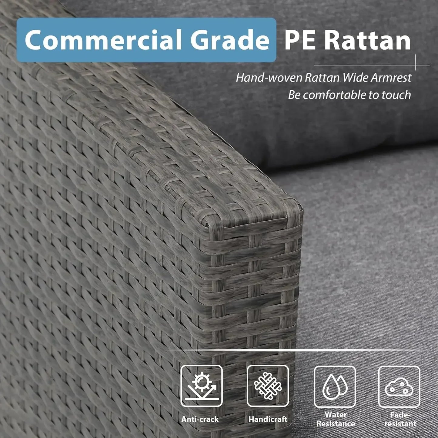 XMSJ Outdoor Patio Sofa Set Weather Wicker Cushions