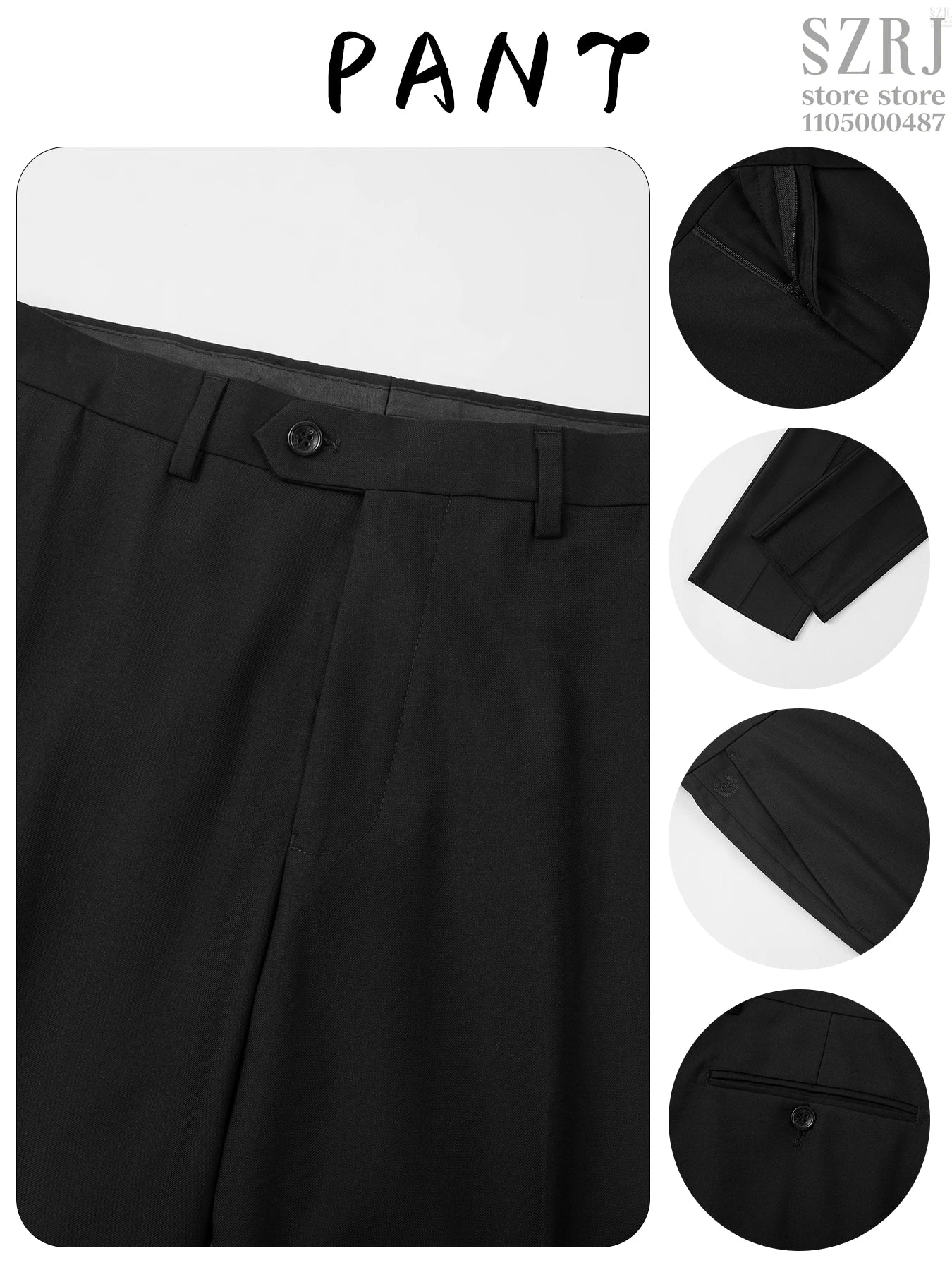 Men's 3-Piece Suit Set With Decorative Lapel