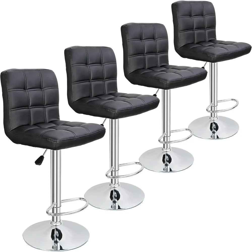 HUANZHUANG Set Of 4 Adjustable Swivel PU Leather Bar Stools