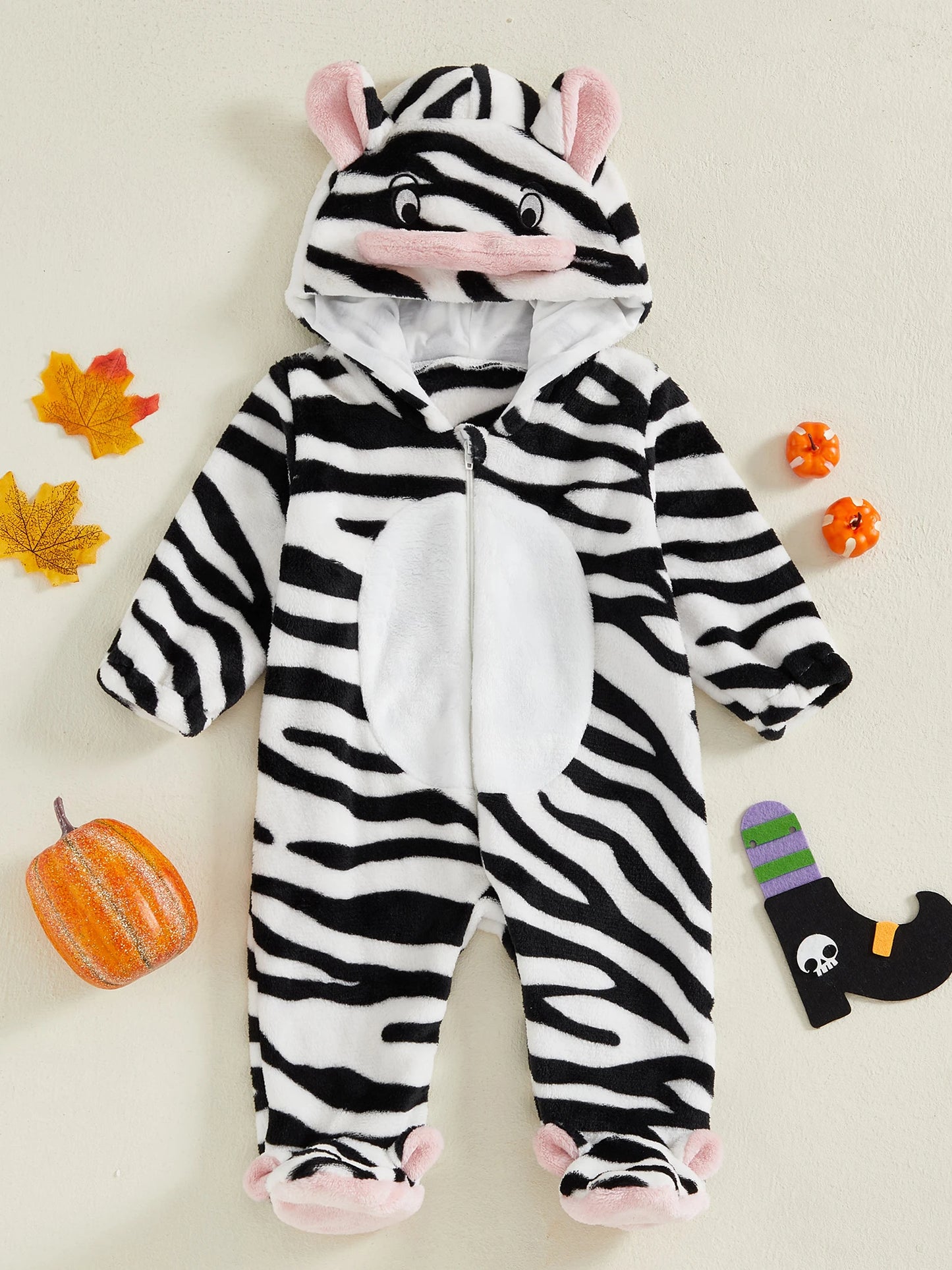 Adorable Toddler Hooded Halloween Tiger Romper for Babies
