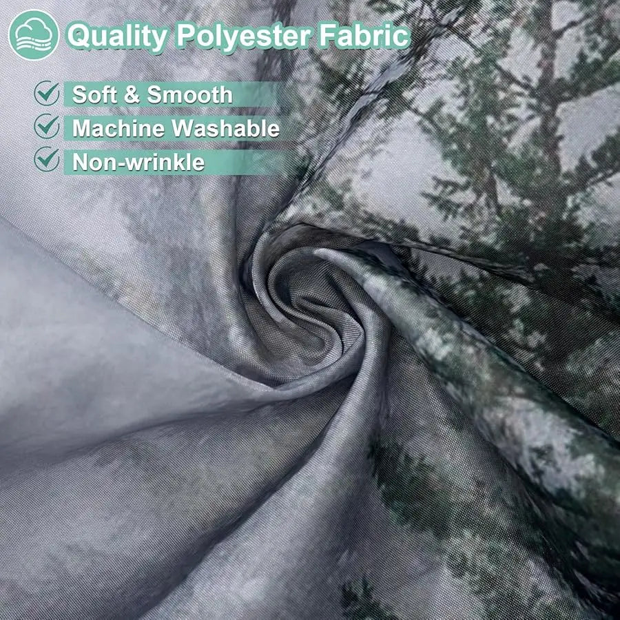 Forest Shower Curtain Set With Hooks For Bathroom Woodland Pine Tree Design