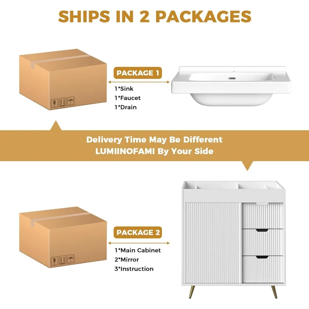 Modern Bathroom Vanity Cabinet With Sink And Mirror