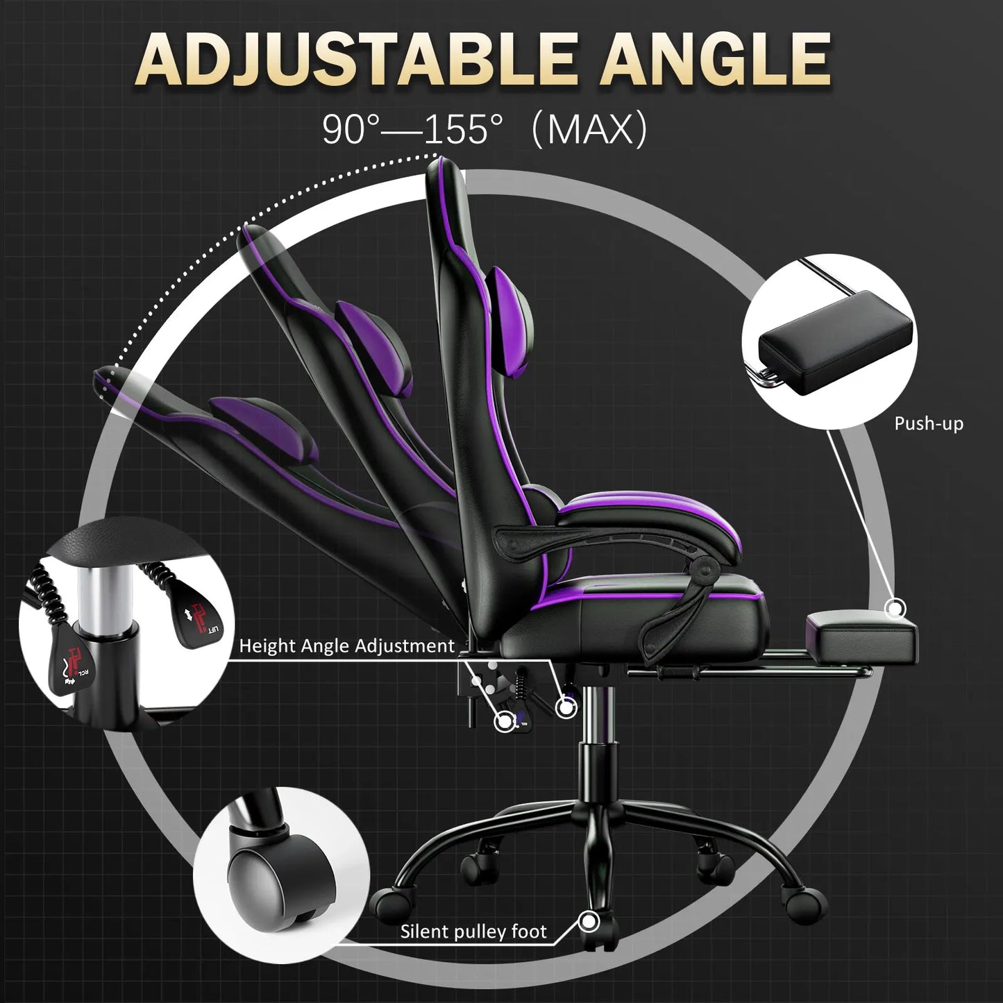 AnYu Furniture Ergonomic Gaming Chair With Wheels And Lumbar Support