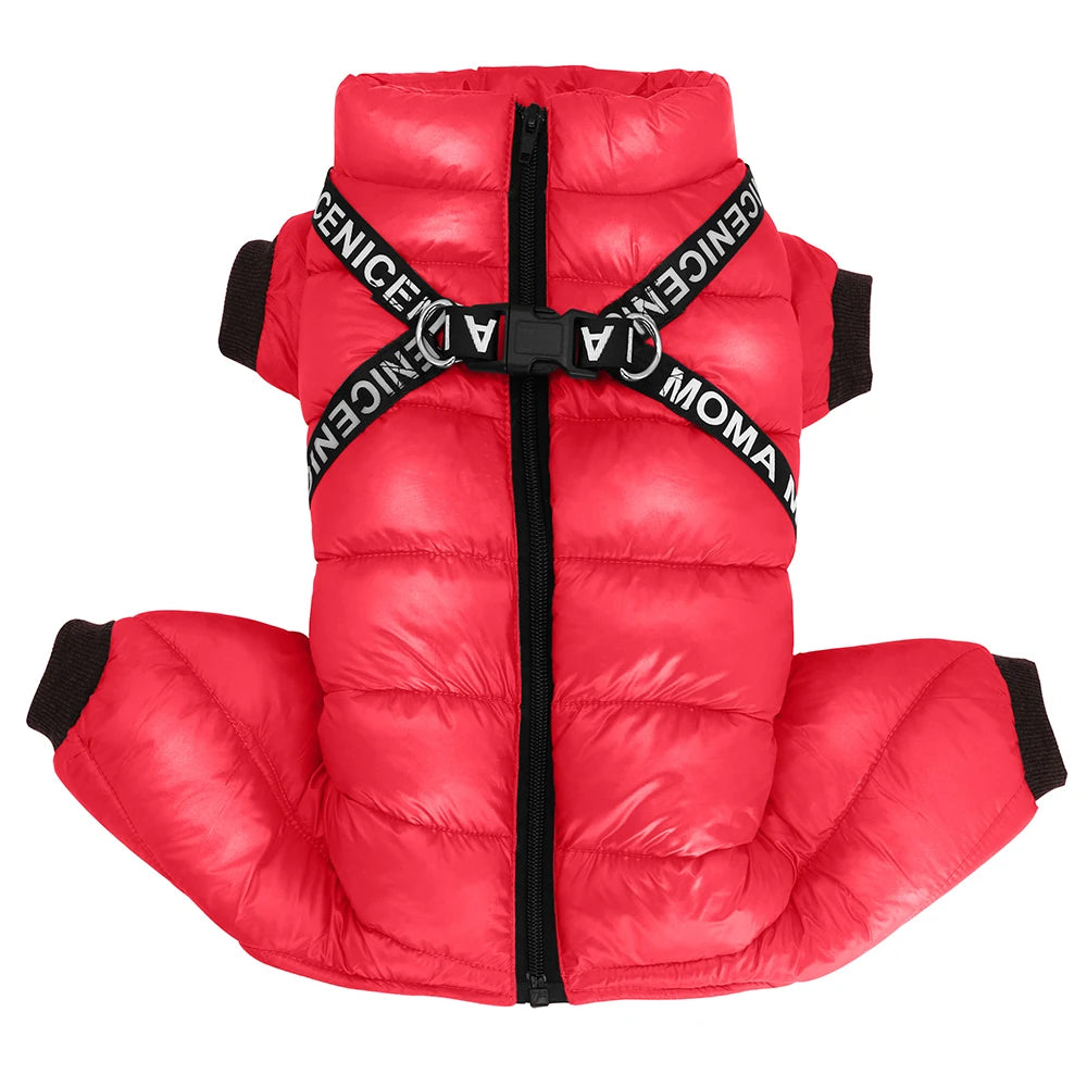 Pet Artist Warm Waterproof Dog Coat With Adjustable Harness