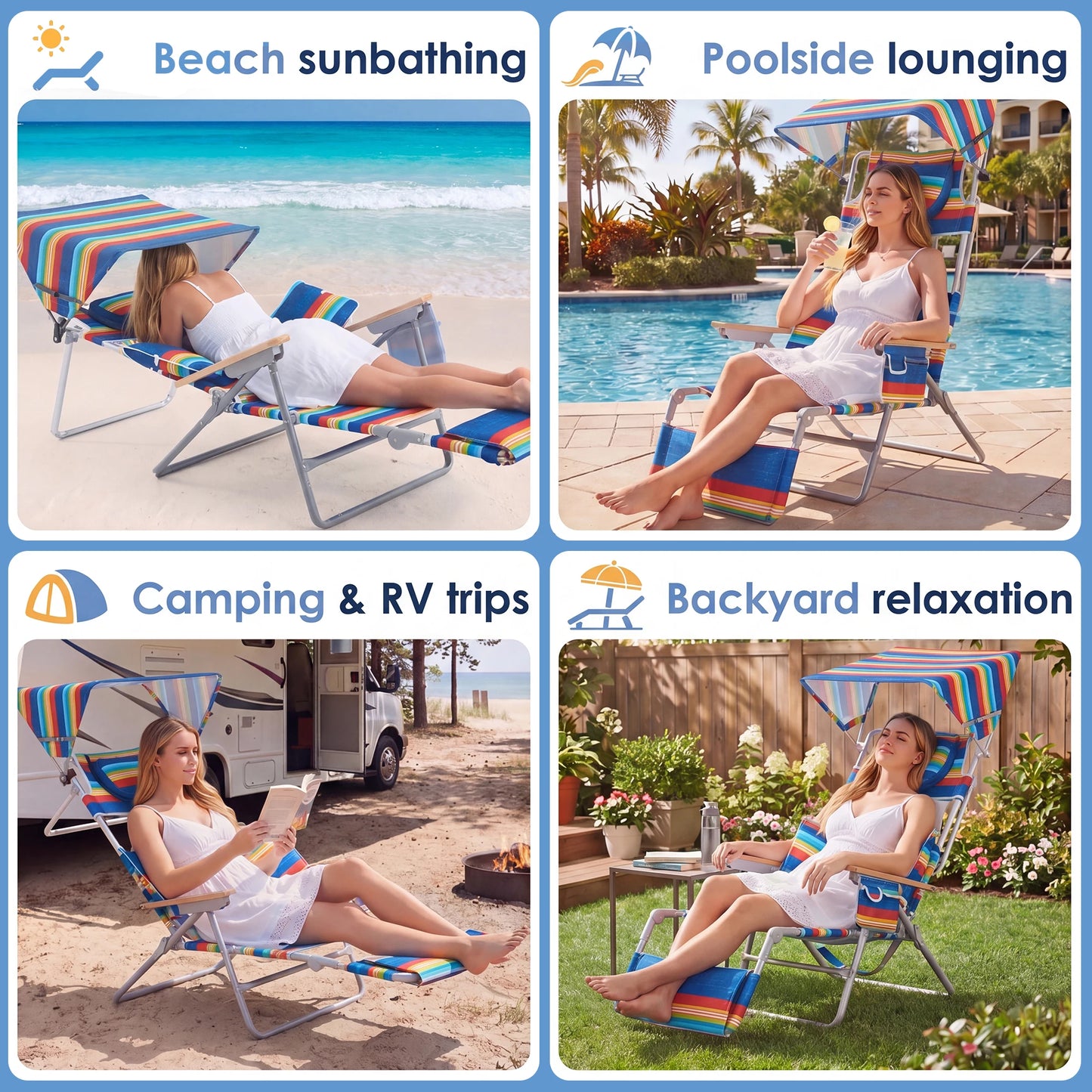 TCGBKAF Backpack Beach Chair With 5 Position Footrest And Straps