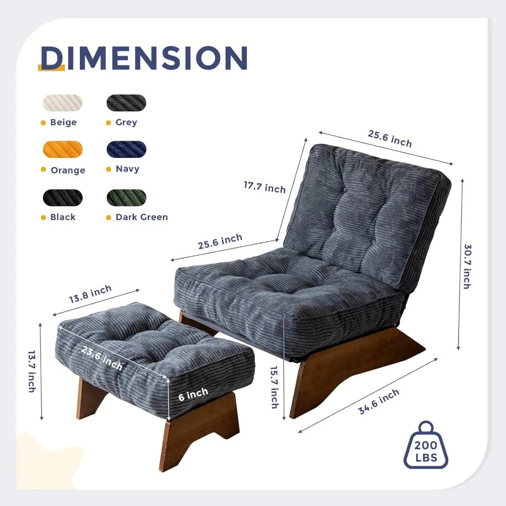 Accent Chair With Ottoman Modern Tufted Lounge Chair Set For Living Room And Den