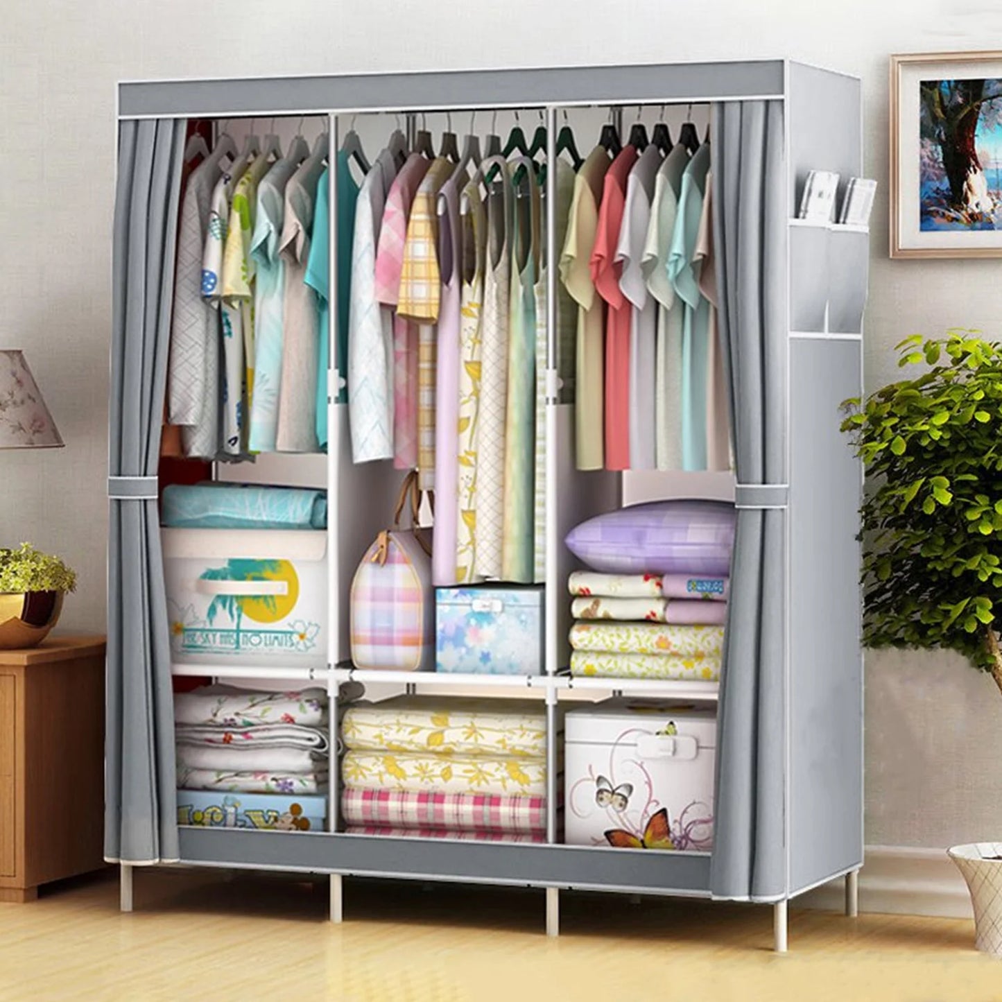Portable Closet Dustproof Wardrobe Organizer Multi Layer Storage Rack