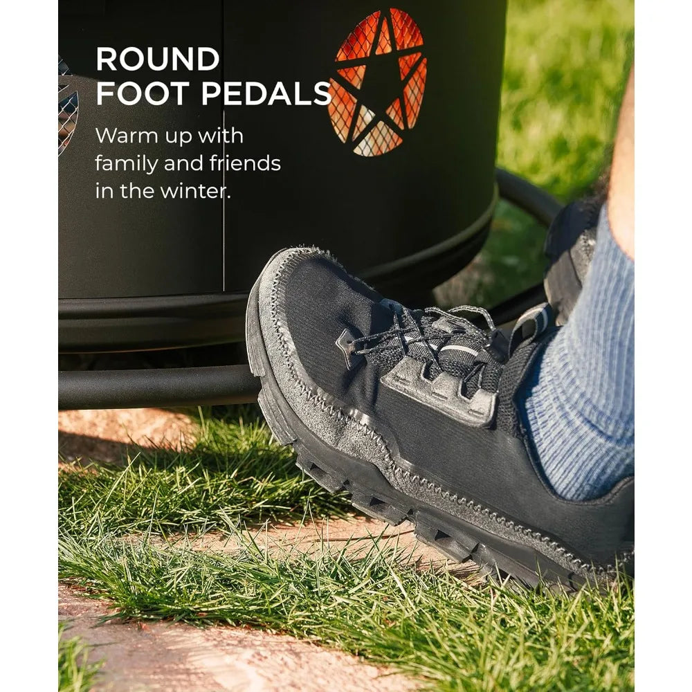 Sunoutl Fire Pit With BBQ Grill Outdoor Wood Burning