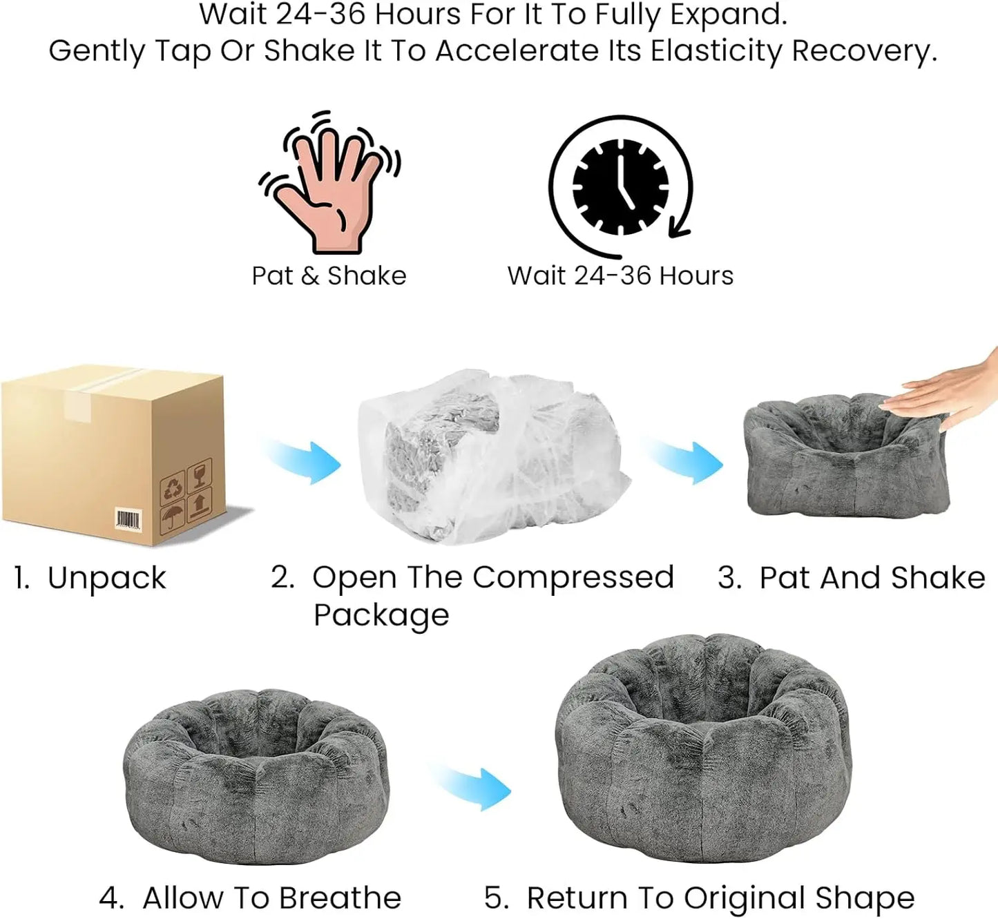 Bean Bag Chair With Filler Faux Fur Memory Foam Lounge Chair Petal Armrest For Bedroom Living Room Dorm